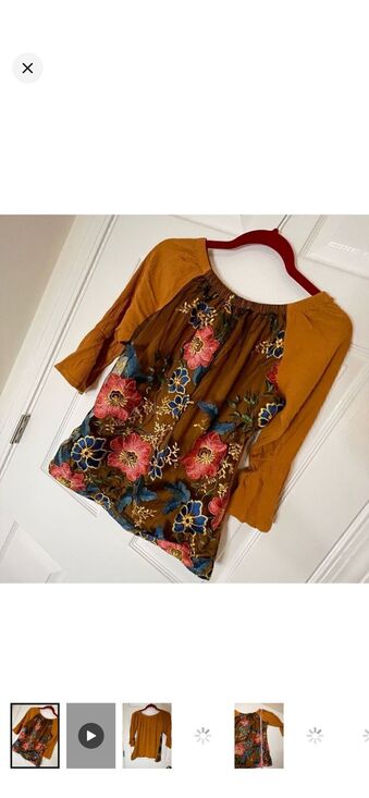 Diana Laura Tops - Diana Laura DL women’s floral blouse small bell sleeve embroidered